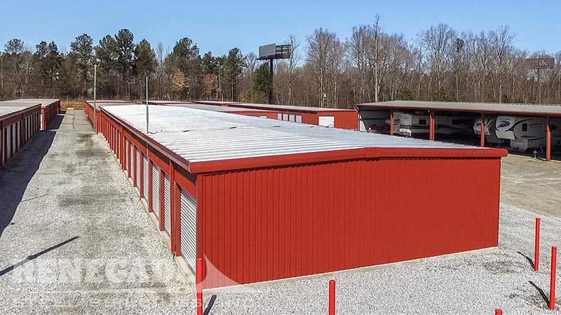 red self storage mini steel building