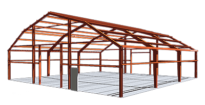 Gambrel Steel Building framing illustration
