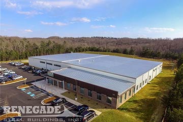 Industrial steel building with manufacturing and office space