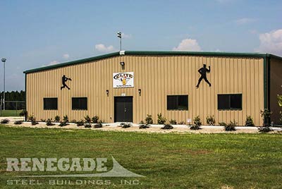 steel building sports facility batting cages