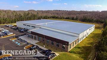 252x150x18.5 & 101x40x13 steel building industrial manufacturing facility. White wall and trim on manufacturing facility, walls by other on office space.