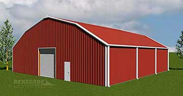 steel building with gambrel style roof illustration