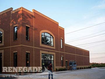 Steel building with 2 stories and brick