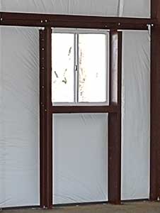 steel building window framed opening