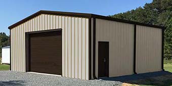 30x30x12 Renegade Steel Building with tan walls and burnished slate trim