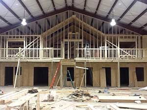 steel building home interior being built