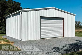 All White Steel Building Garage