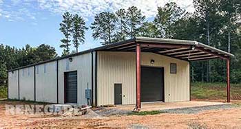 All White Steel Building Garage