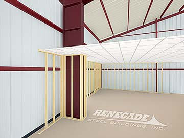 steel building column straight with stud framing illustration