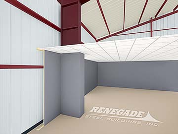 steel building straight column boxed out illustration