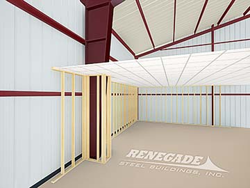 steel building tapered column stud wall illustration