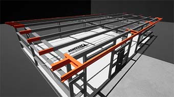 40x60 Renegade steel buildings eave extensions closeup illustration