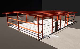 40x60 Renegade steel buildings eave extensions illustration