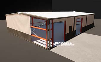 40x60 Renegade steel building wainscot cutaway illustration
