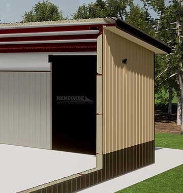 40x60x16 steel building cutaway illustration closeup of endwall