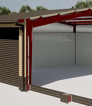 40x60x16 steel building cutaway illustration closeup of sidewall