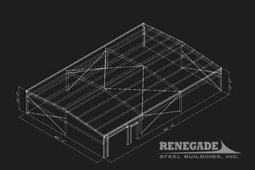 40x60x10 steel building 3d sketch