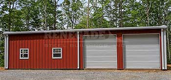 basic steel building barndominium red with white trim