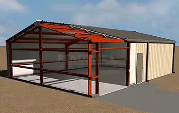 Red Iron steel building cutaway illustration