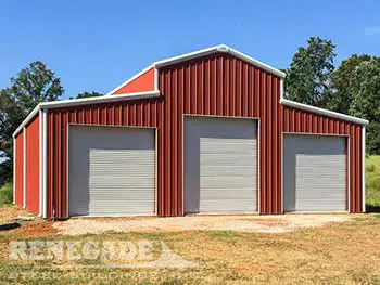 steel building with monitor roof and lean tos
