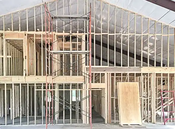 steel building barndominium interior stick framing