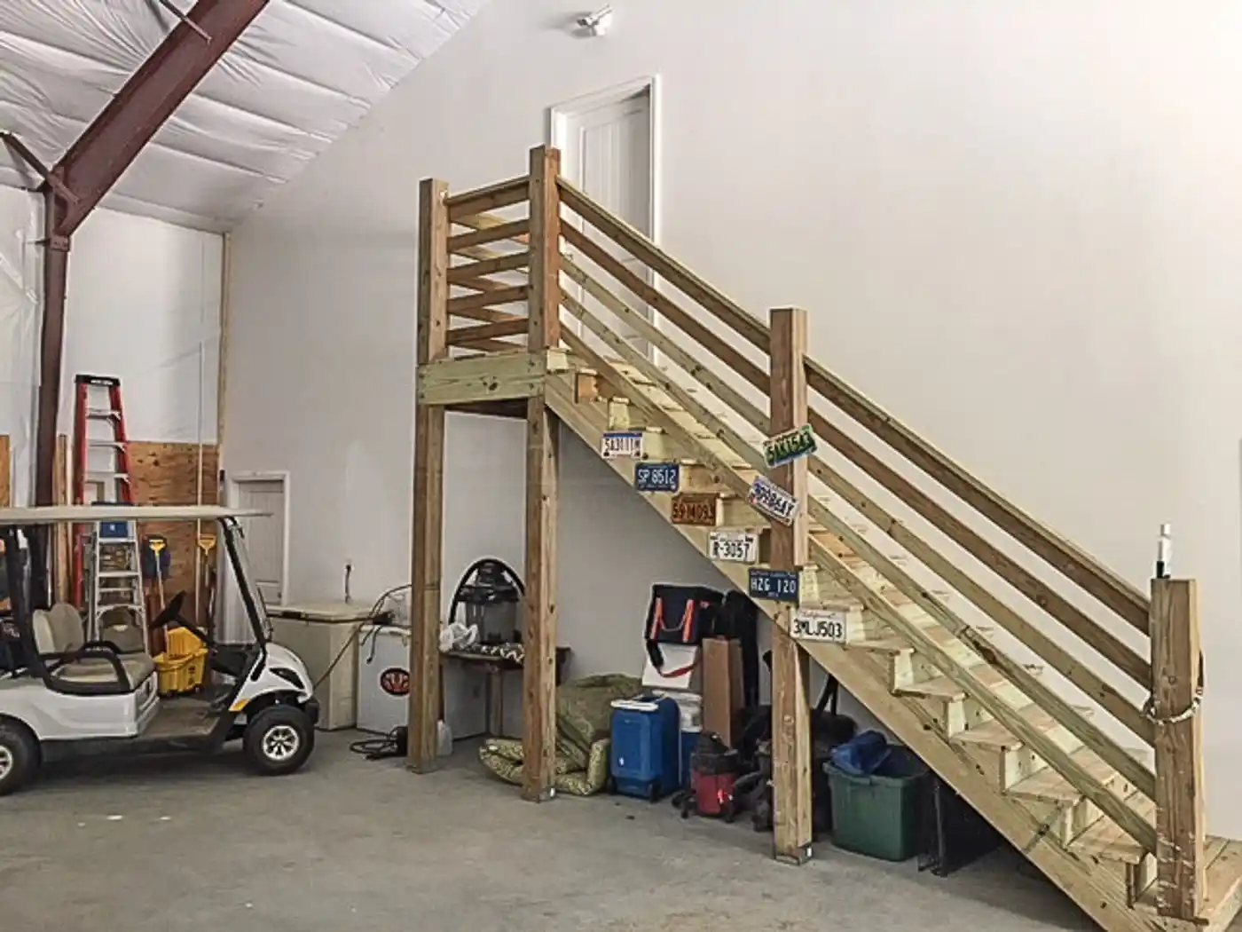 building barndominium interior extra stairs