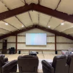 barndominium interior attic media room