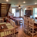 barndominium interior kitchen and living area