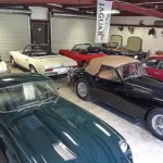 steel building man cave car collection