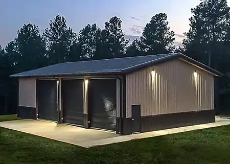 Steel building man cave exterior