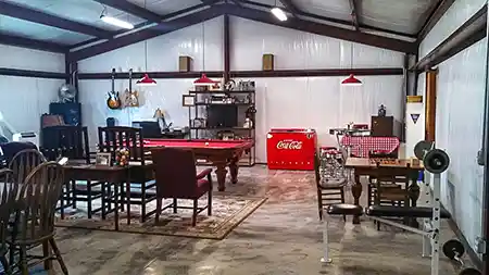 Steel Building Man Cave interior
