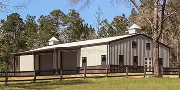 Renegade steel buildings barndominium tan with brown trim