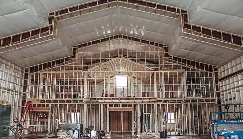 Steel Building Wedding Venue interior construction