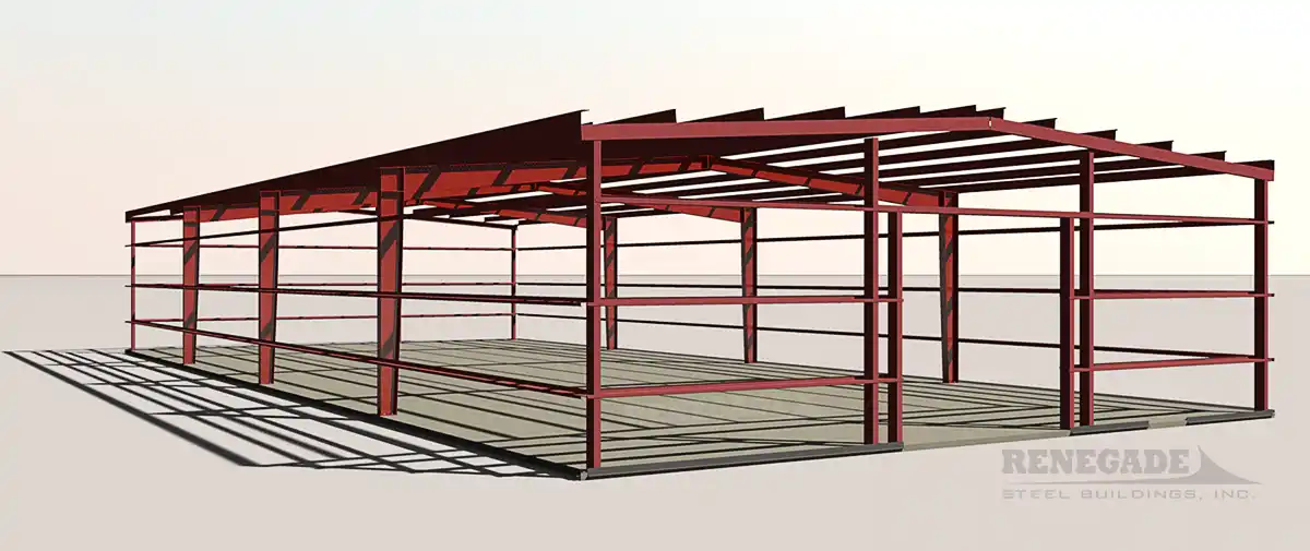 50x100x16 steel building frame illustration