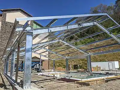 Steel Building Pool Cover construction primary and secondary