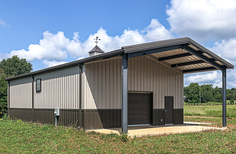 All White Steel Building Garage