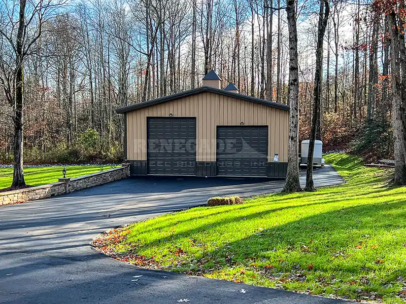 40x60 Steel Building Garage with tan walls and brown trim