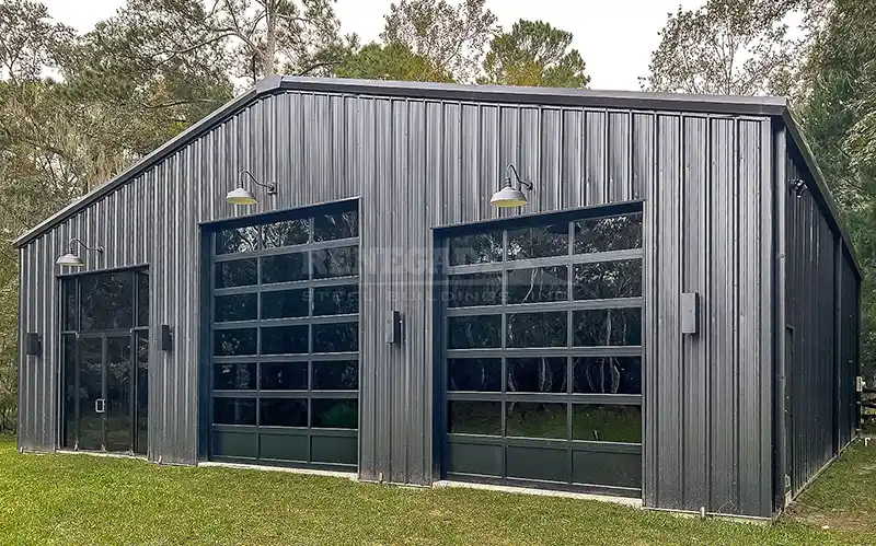 50x50x15 Garage with 3 large glass doors