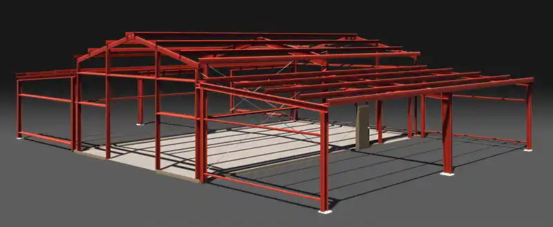 renegade steel building with lean to on each side