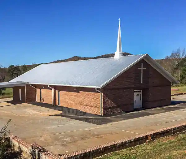 Steel building with brick walls used for a church