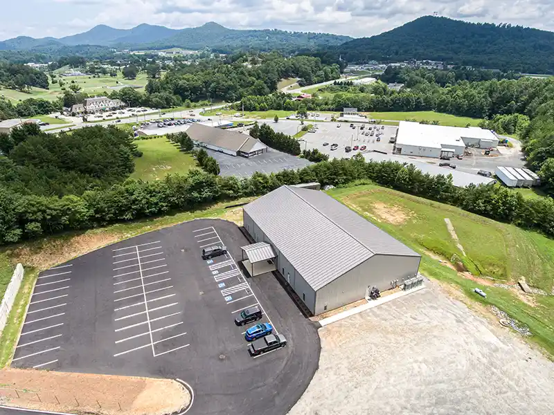 North Georgia Mountains with a Renegade Steel Building in the foreground