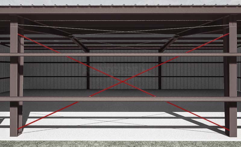Steel Building X-bracing illustration