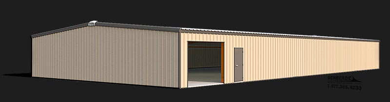 50x100x10 steel building with tan walls and brown trim
