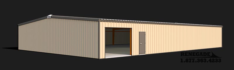 50x75x10 steel building with tan walls and brown trim